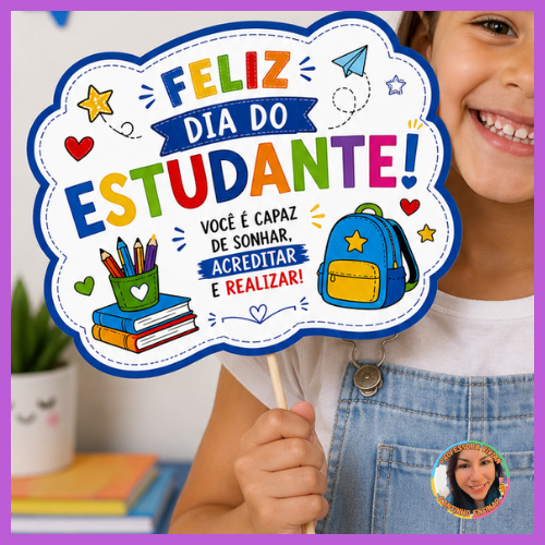 KIT Dia do estudante: Decoração para cesta - Tags - Marcador de página - Plaquinha para foto - Imagem 6