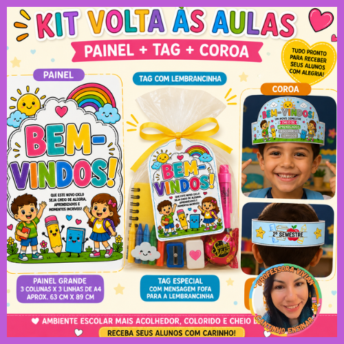 KIT VOLTA ÀS AULAS 2º SEMESTRE – PAINEL + TAG + COROA