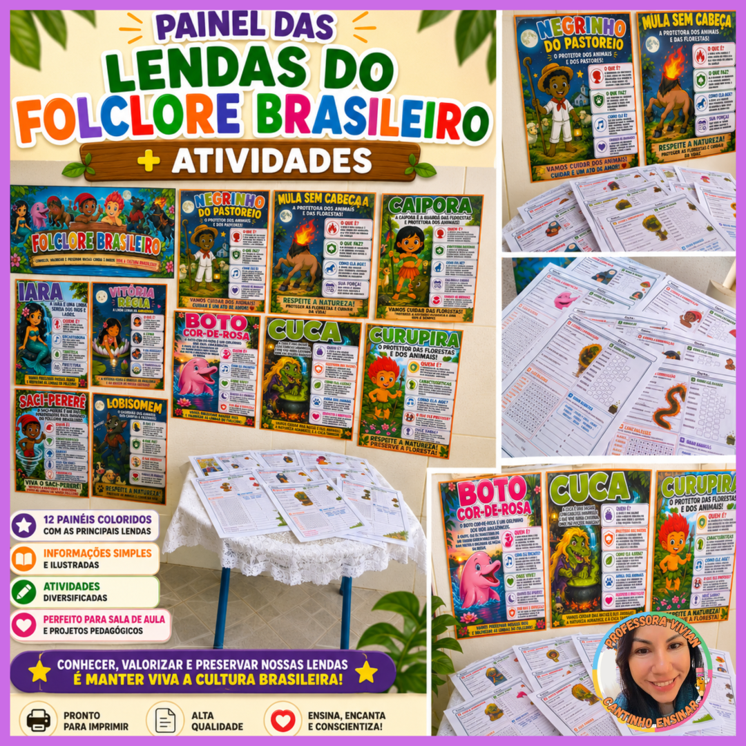 PAINEL DAS LENDAS DO FOLCLORE BRASILEIRO + ATIVIDADES