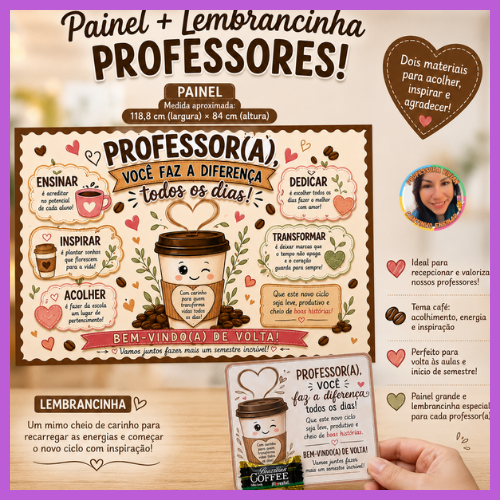 Painel + Lembrancinha para Professores – Tema Café
