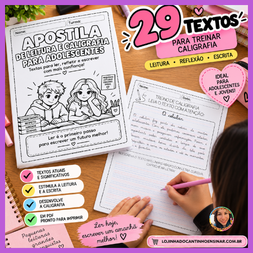 Apostila de Caligrafia - Textinhos para adolescentes e jovens